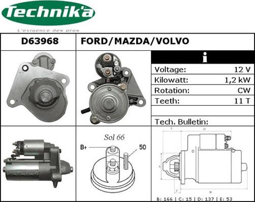 Technika D63968 - Starter autospares.lv