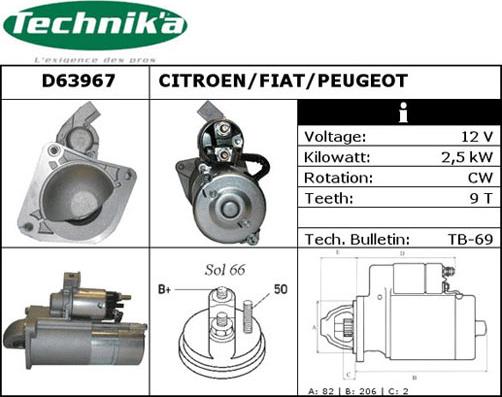 Technika D63967 - Starter autospares.lv