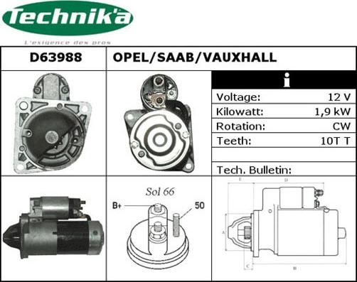 Technika D63988 - Starter autospares.lv