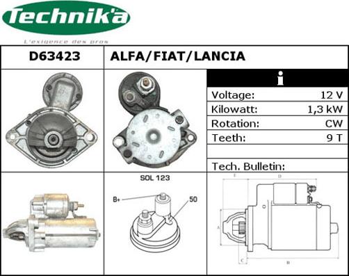 Technika D63423 - Starter autospares.lv