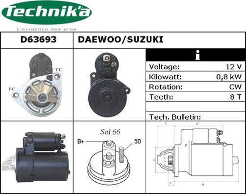 Technika D63693 - Starter autospares.lv