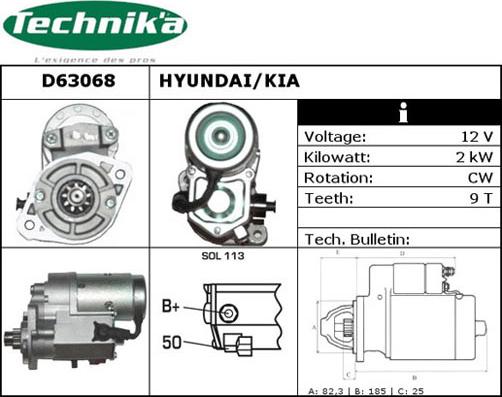 Technika D63068 - Starter autospares.lv