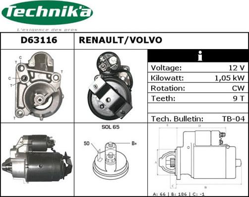 Technika D63116 - Starter autospares.lv