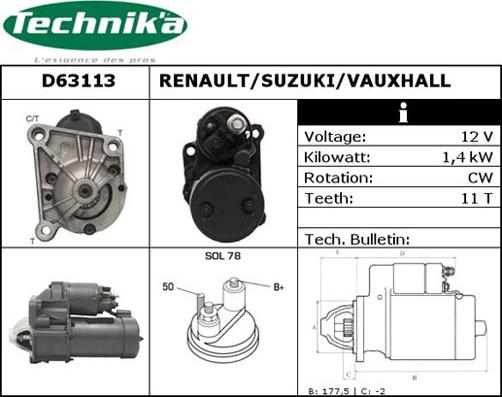 Technika D63113 - Starter autospares.lv