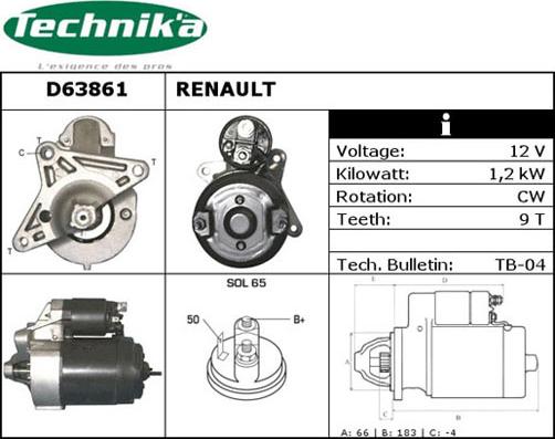 Technika D63861 - Starter autospares.lv