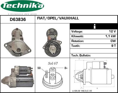 Technika D63836 - Starter autospares.lv