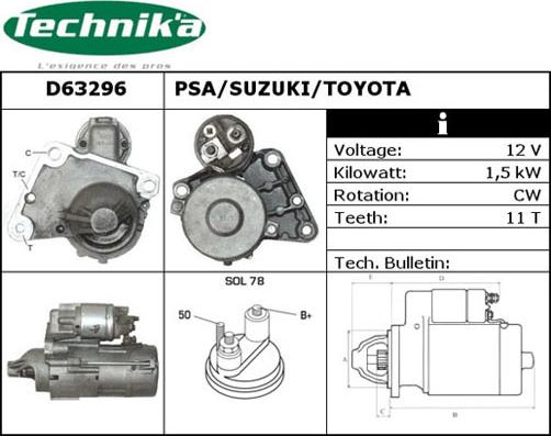 Technika D63296 - Starter autospares.lv