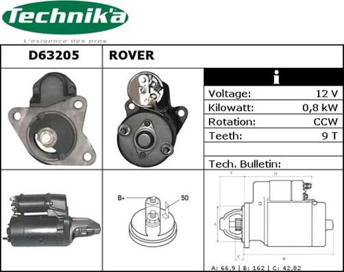 Technika D63205 - Starter autospares.lv