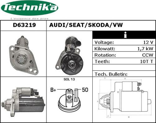 Technika D63219 - Starter autospares.lv