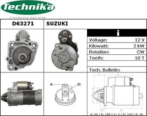 Technika D63271 - Starter autospares.lv