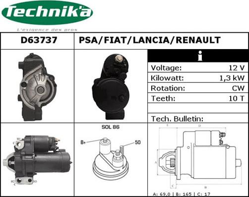 Technika D63737 - Starter autospares.lv