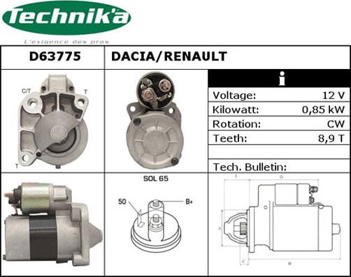 Technika D63775 - Starter autospares.lv