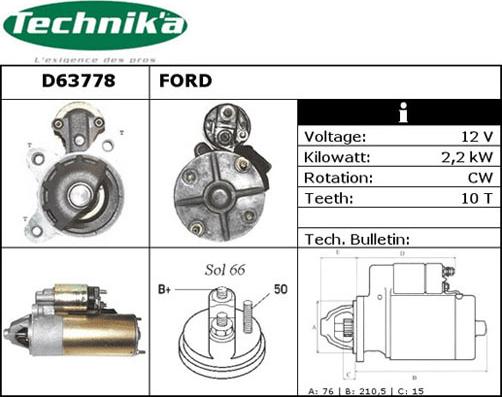 Technika D63778 - Starter autospares.lv