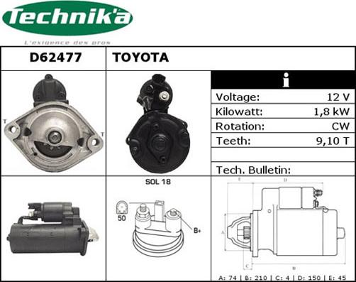 Technika D62477 - Starter autospares.lv