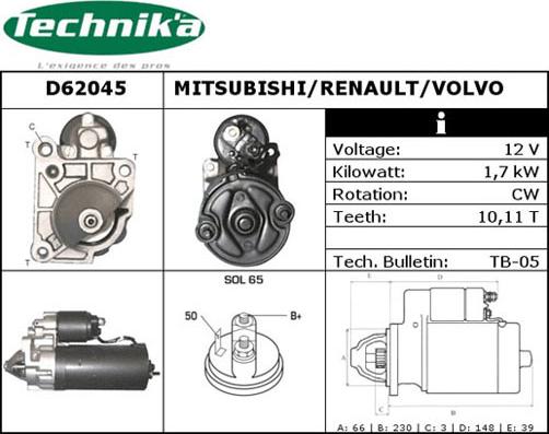 Technika D62045 - Starter autospares.lv