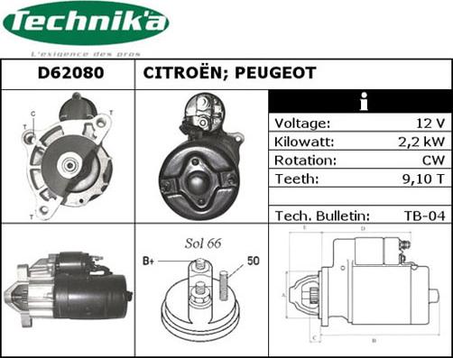 Technika D62080 - Starter autospares.lv