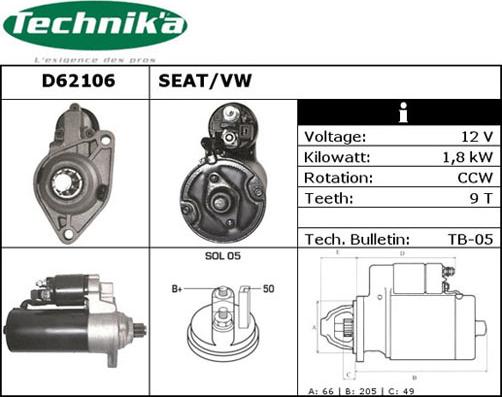 Technika D62106 - Starter autospares.lv