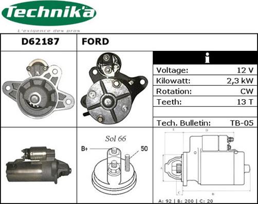 Technika D62187 - Starter autospares.lv