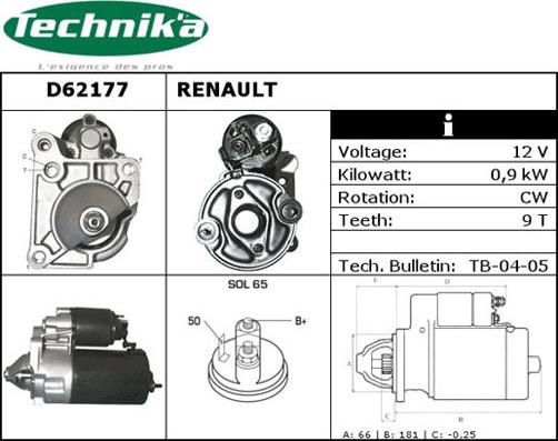 Technika D62177 - Starter autospares.lv