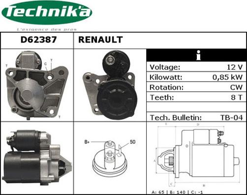 Technika D62387 - Starter autospares.lv