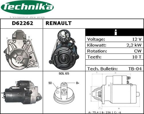 Technika D62262 - Starter autospares.lv