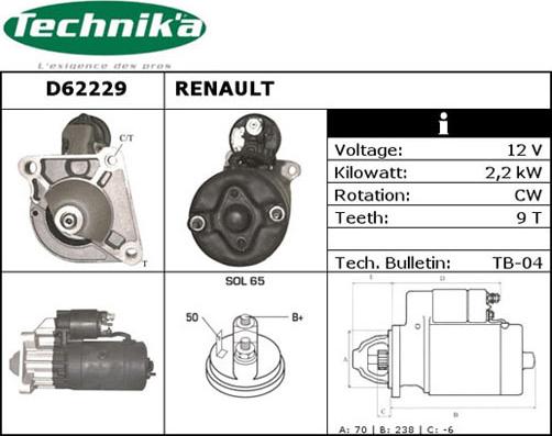 Technika D62229 - Starter autospares.lv