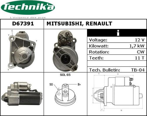 Technika D67391 - Starter autospares.lv