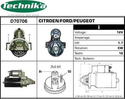 Technika D70706 - Starter autospares.lv