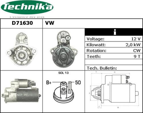 Technika D71630 - Starter autospares.lv