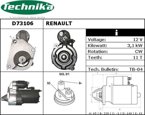 Technika D73106 - Starter autospares.lv