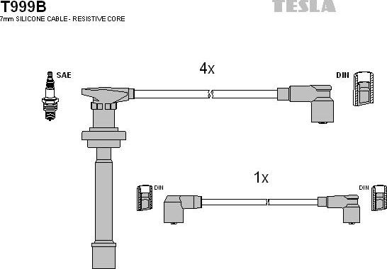 TESLA T999B - Ignition Cable Kit autospares.lv