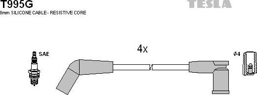 TESLA T995G - Ignition Cable Kit autospares.lv