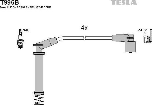 TESLA T996B - Ignition Cable Kit autospares.lv