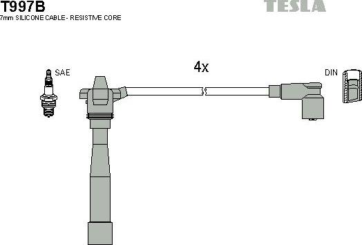 TESLA T997B - Ignition Cable Kit autospares.lv