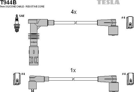 TESLA T944B - Ignition Cable Kit autospares.lv