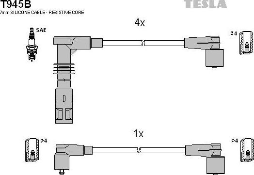 TESLA T945B - Ignition Cable Kit autospares.lv