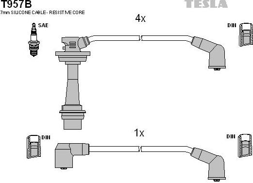 TESLA T957B - Ignition Cable Kit autospares.lv
