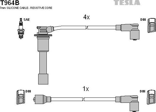TESLA T964B - Ignition Cable Kit autospares.lv