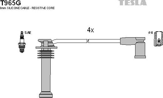 TESLA T965G - Ignition Cable Kit autospares.lv