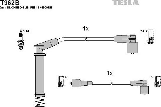 TESLA T962B - Ignition Cable Kit autospares.lv