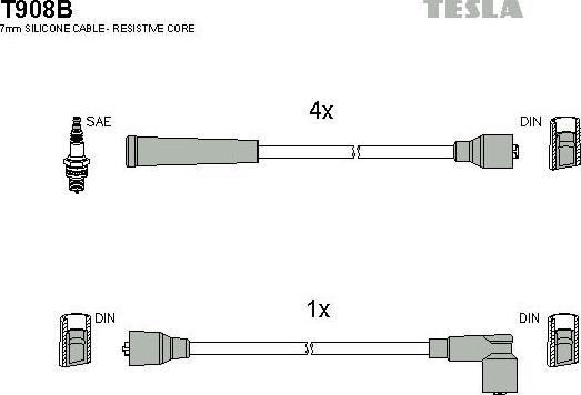 TESLA T908B - Ignition Cable Kit autospares.lv