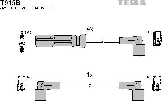 TESLA T915B - Ignition Cable Kit autospares.lv