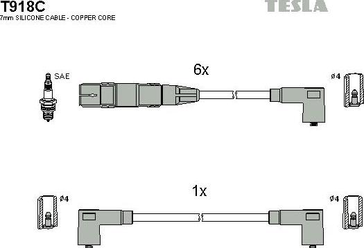 TESLA T918C - Ignition Cable Kit autospares.lv