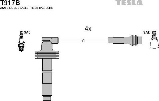 TESLA T917B - Ignition Cable Kit autospares.lv