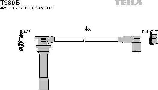 TESLA T980B - Ignition Cable Kit autospares.lv