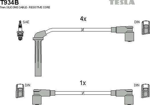 TESLA T934B - Ignition Cable Kit autospares.lv