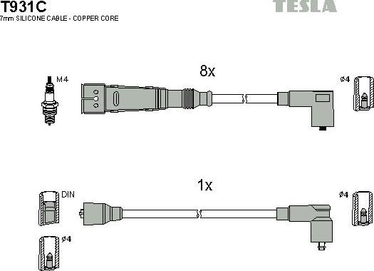 TESLA T931C - Ignition Cable Kit autospares.lv