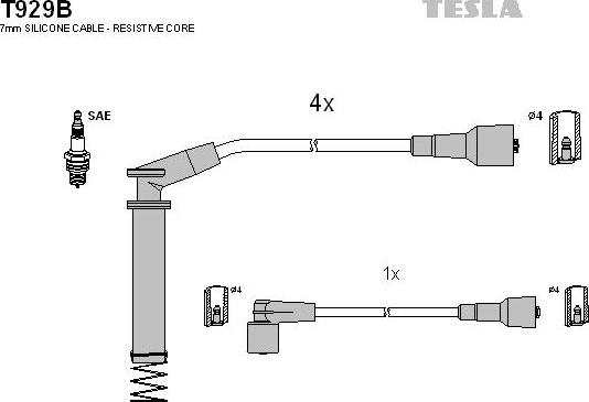 TESLA T929B - Ignition Cable Kit autospares.lv