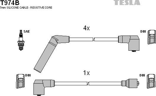 TESLA T974B - Ignition Cable Kit autospares.lv