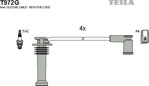 TESLA T972G - Ignition Cable Kit autospares.lv